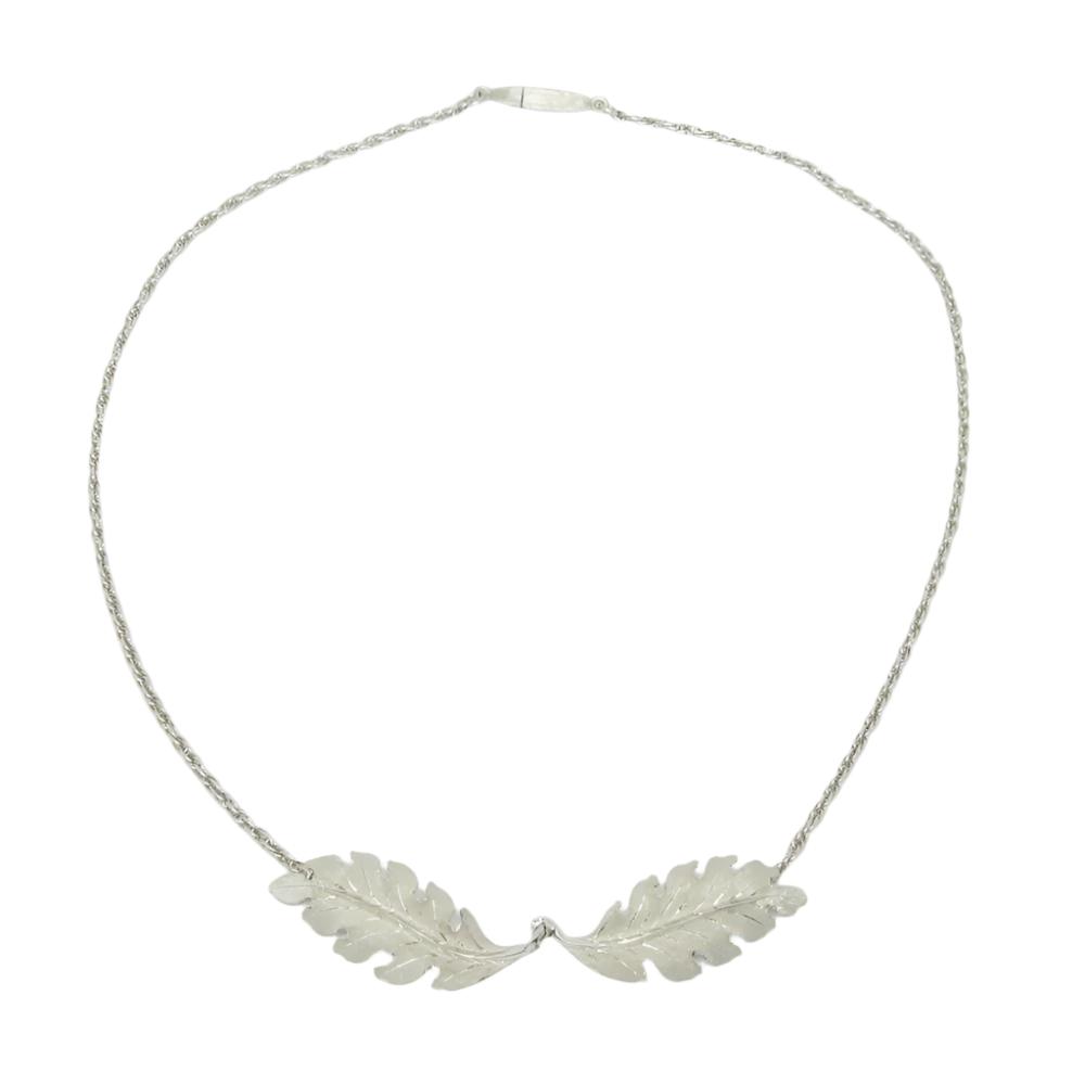 White Gold Leaves Necklace