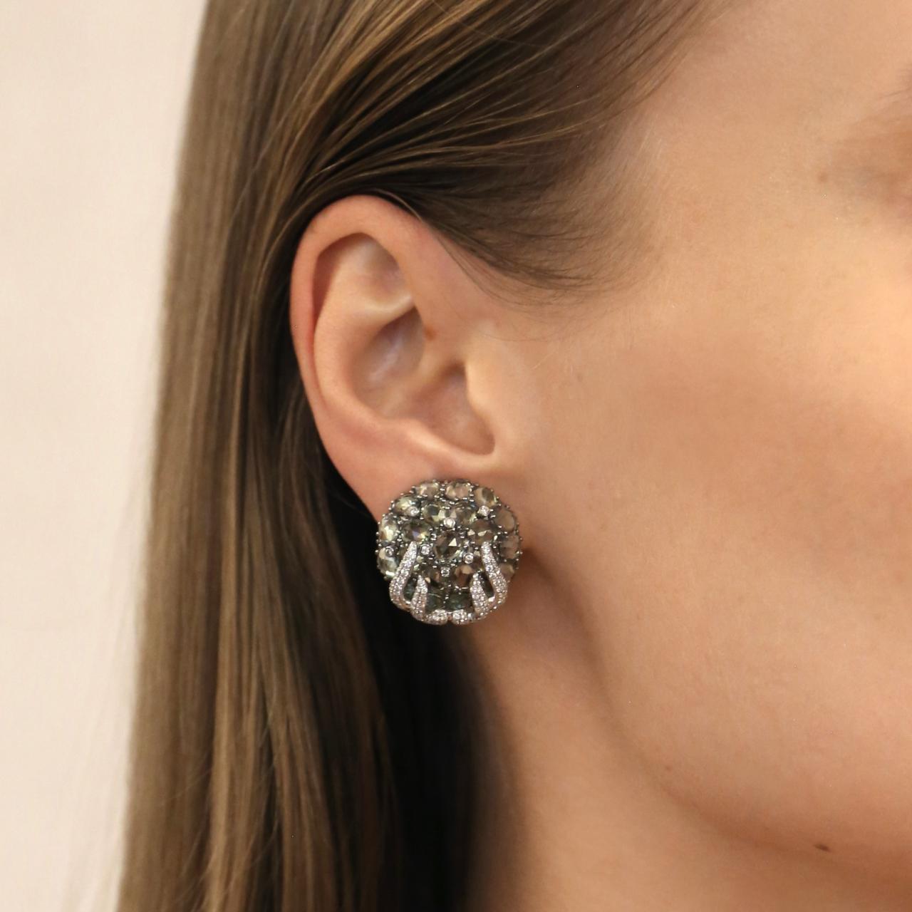 Green Sapphire & Diamond Earrings - K.S. Sze & Sons
