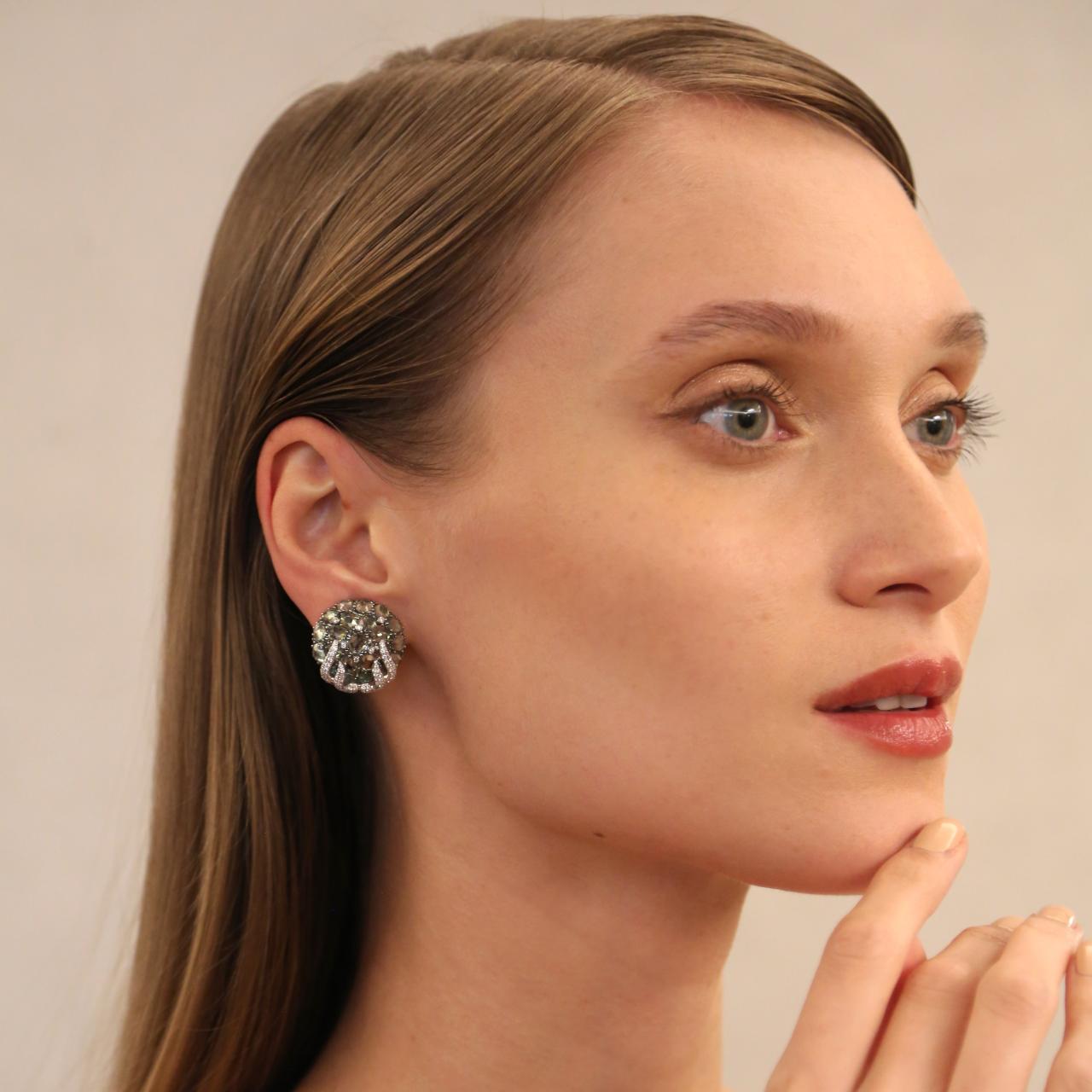 Green Sapphire & Diamond Earrings - K.S. Sze & Sons