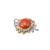 Coral & White Diamond Brooch - K.S. Sze & Sons