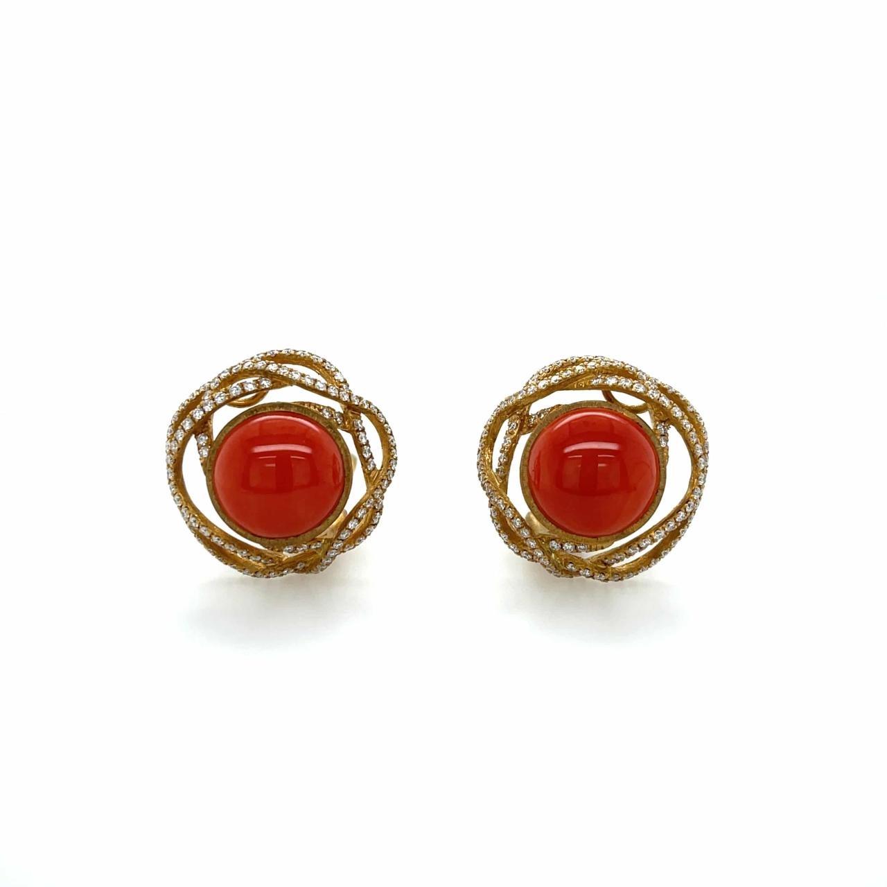 Coral & Diamond Earrings - K.S. Sze & Sons