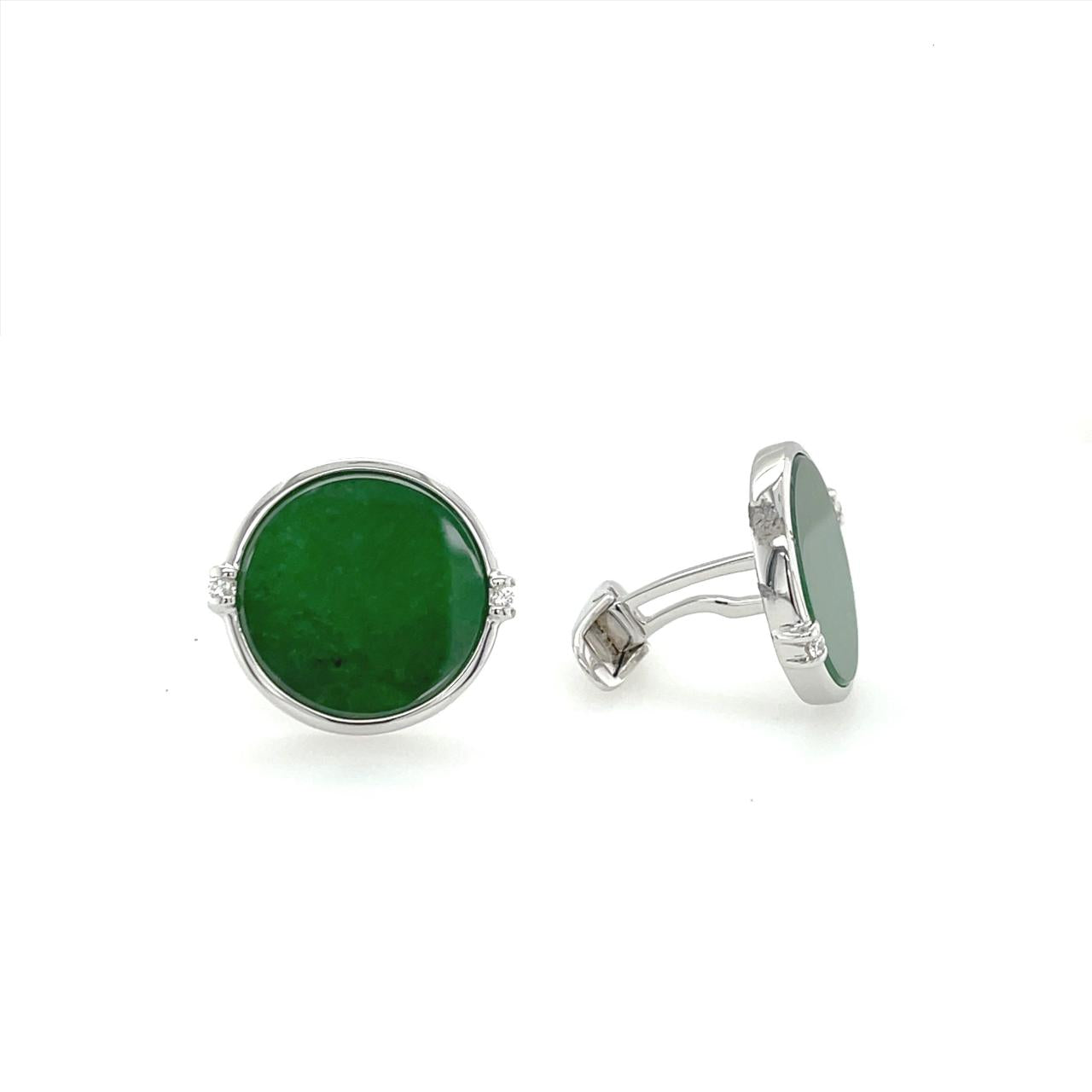 Jade & Diamond Cufflinks - K.S. Sze & Sons