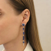 Sapphire & White Diamond Drop Earrings - K.S. Sze & Sons