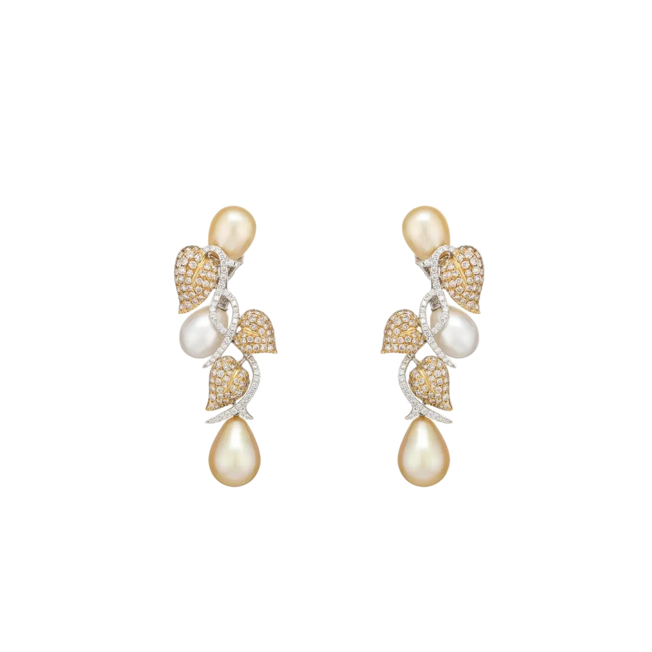 Golden & White South Sea Pearl Earrings - K.S. Sze & Sons