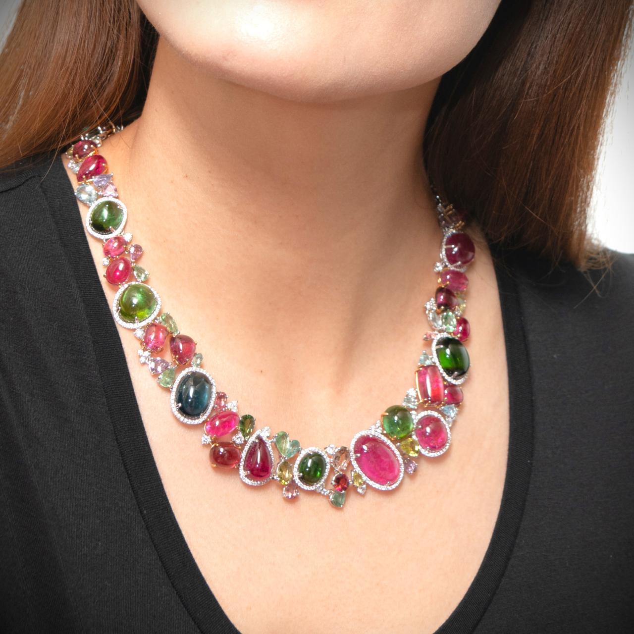 Tourmaline & Diamond Necklace - K.S. Sze & Sons