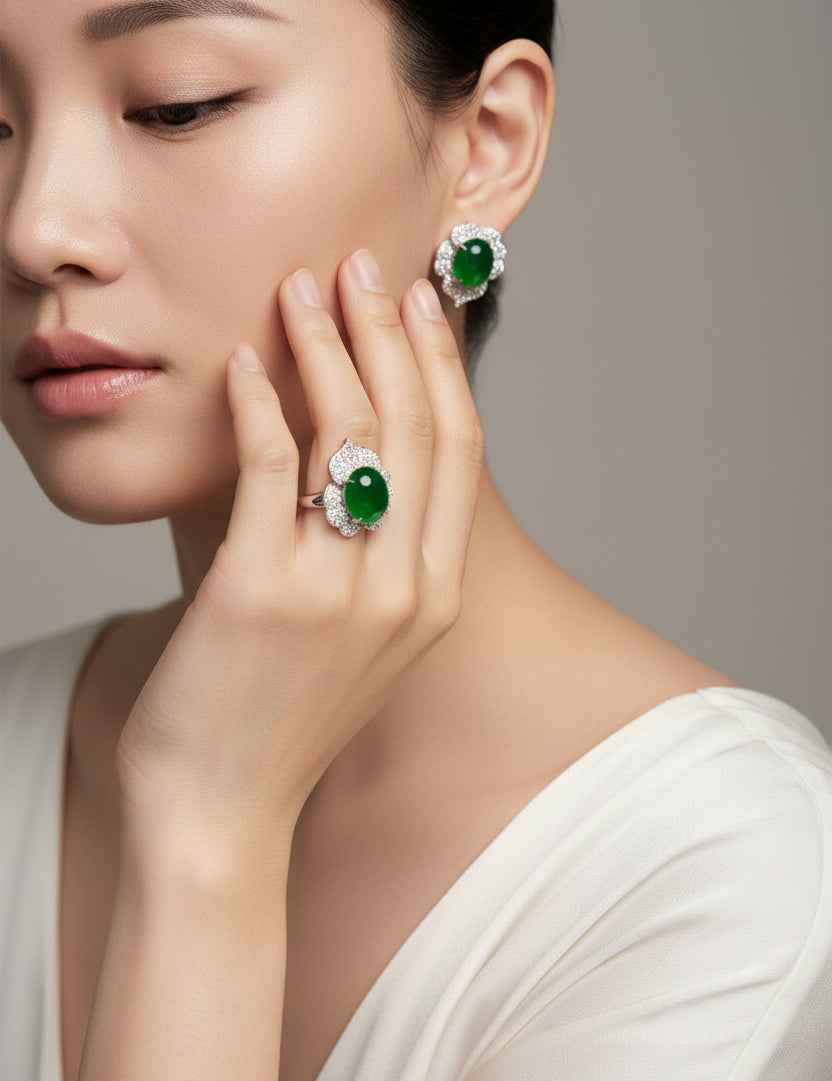 Set of Jade & Diamond - K.S. Sze & Sons
