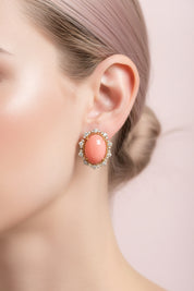 Coral & Brown Diamond Earrings