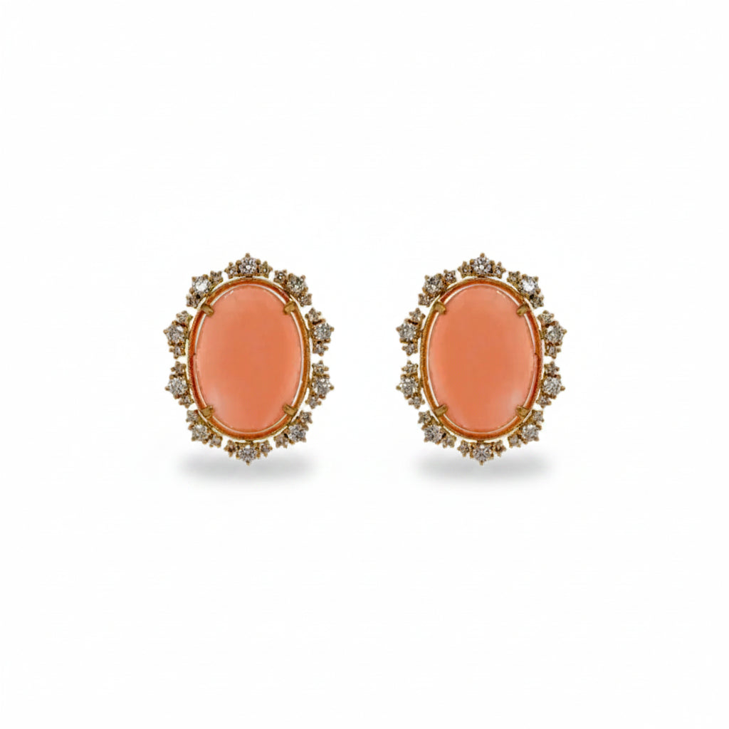 Coral & Brown Diamond Earrings - K.S. Sze & Sons