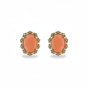 Coral & Brown Diamond Earrings - K.S. Sze & Sons