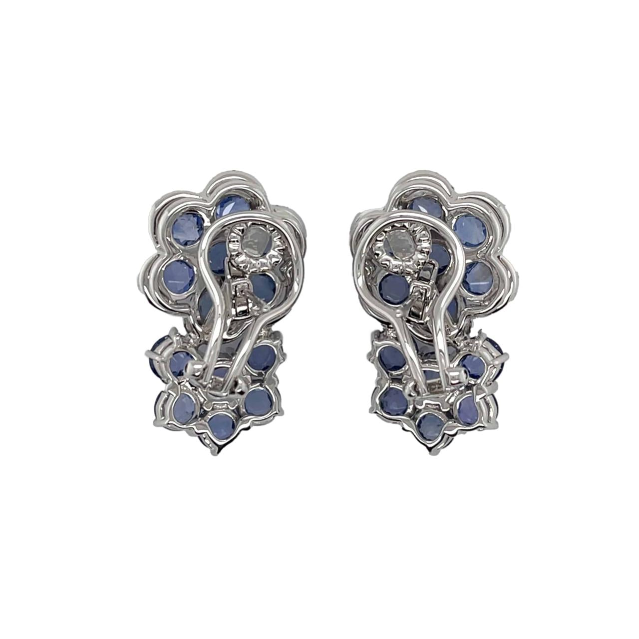 Sapphire & Diamond Floral Earrings - K.S. Sze & Sons