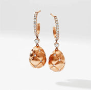 FABERGE Diamond Brushed Egg Drop Earrings - K.S. Sze & Sons