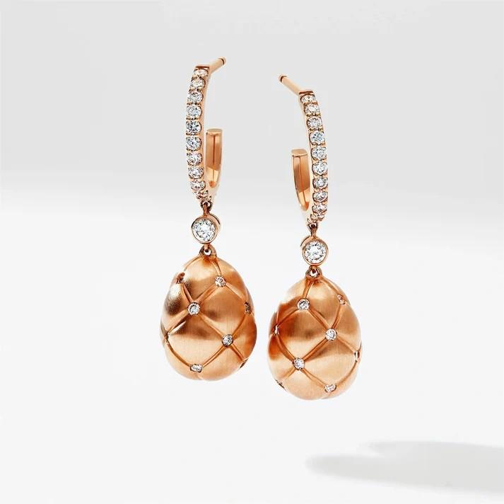 FABERGE Diamond Brushed Egg Drop Earrings - K.S. Sze & Sons