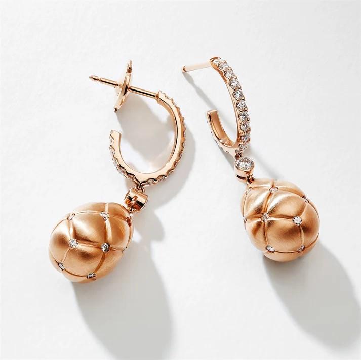 FABERGE Diamond Brushed Egg Drop Earrings - K.S. Sze & Sons