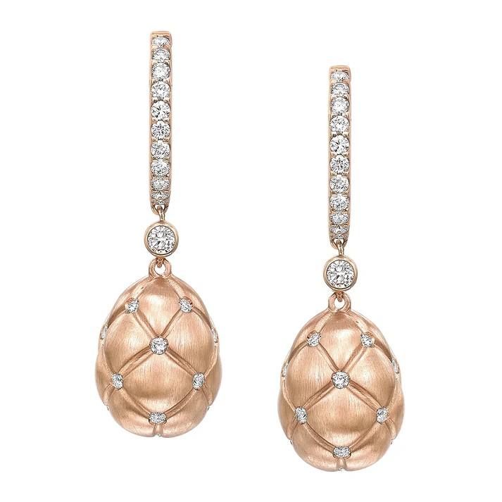 FABERGE Diamond Brushed Egg Drop Earrings - K.S. Sze & Sons