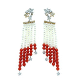 Coral, Pearl & Diamond Earrings