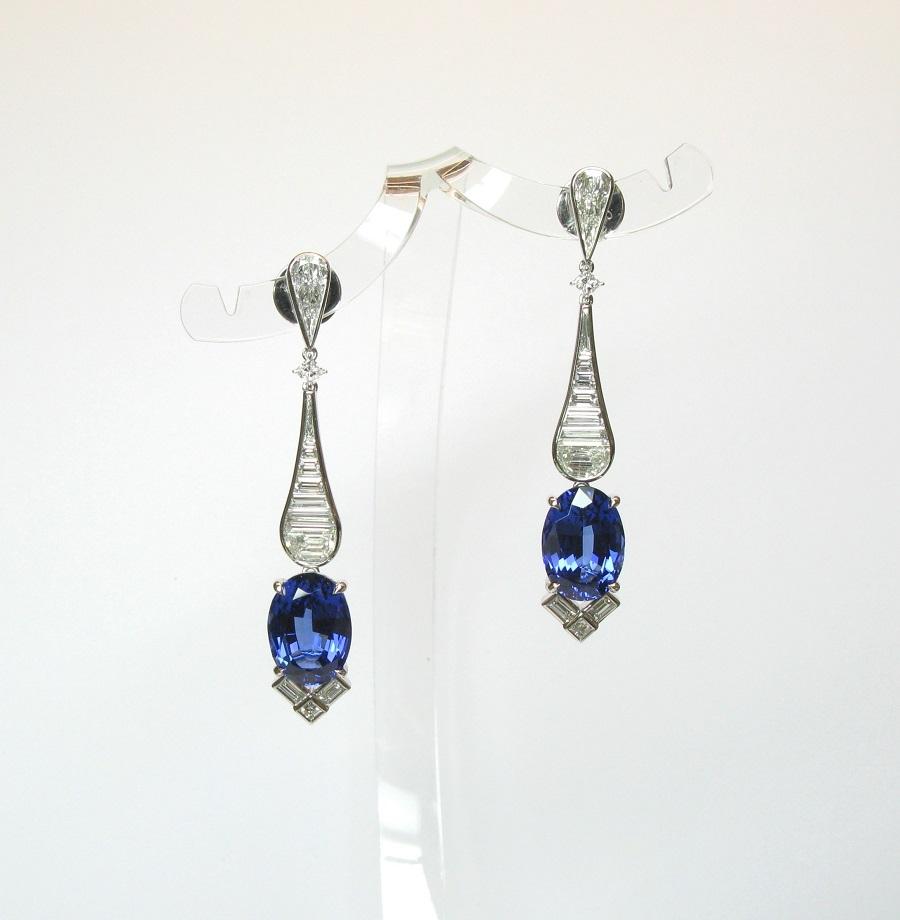 Tanzanite & Diamond Drop Earrings - K.S. Sze & Sons