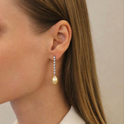 Golden South Sea Pearl & Diamond Earrings - K.S. Sze & Sons