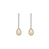 Golden South Sea Pearl & Diamond Earrings