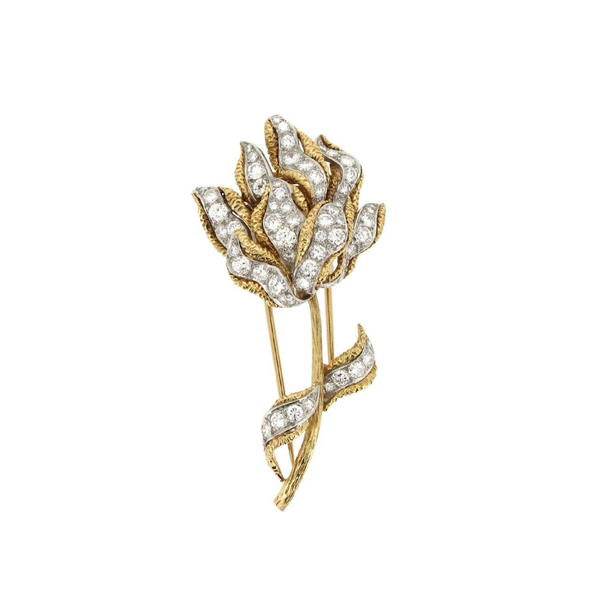 Floral Diamond Brooch - K.S. Sze & Sons