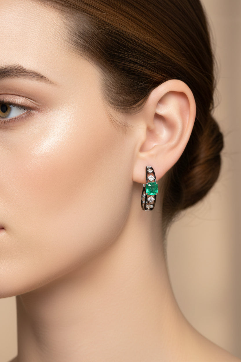 Emerald & Diamond Earrings