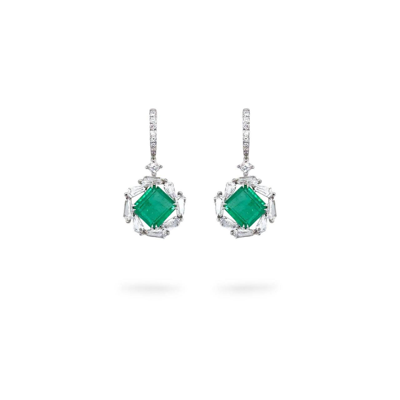 Fancy Emerald Diamond Earrings - K.S. Sze & Sons