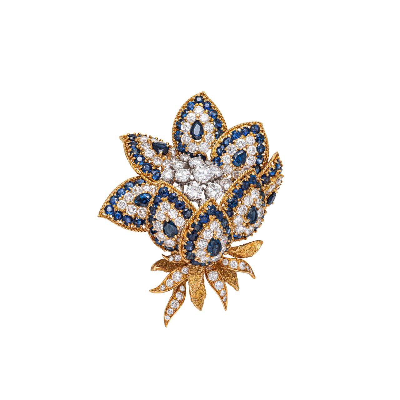 Sapphire & Diamond Brooch - K.S. Sze & Sons