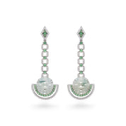 Jade Carving Earrings with Green Garnet & Diamond - K.S. Sze & Sons