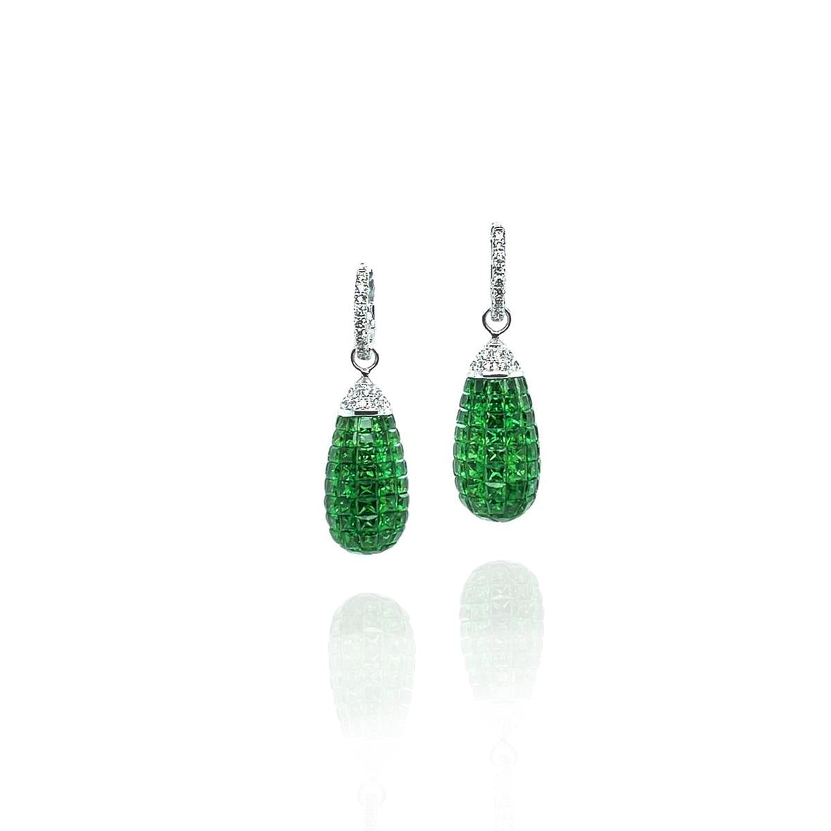 Tsavorite & Diamond Drop Earrings - K.S. Sze & Sons