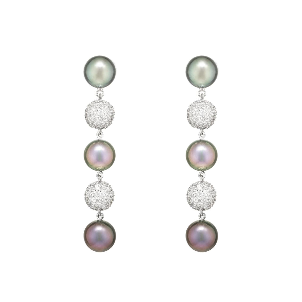 Tahitian South Sea Pearl & Diamond Earrings - K.S. Sze & Sons