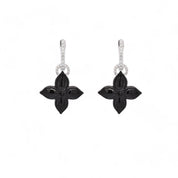 Black Jade Carved Clover Drop Earrings - K.S. Sze & Sons