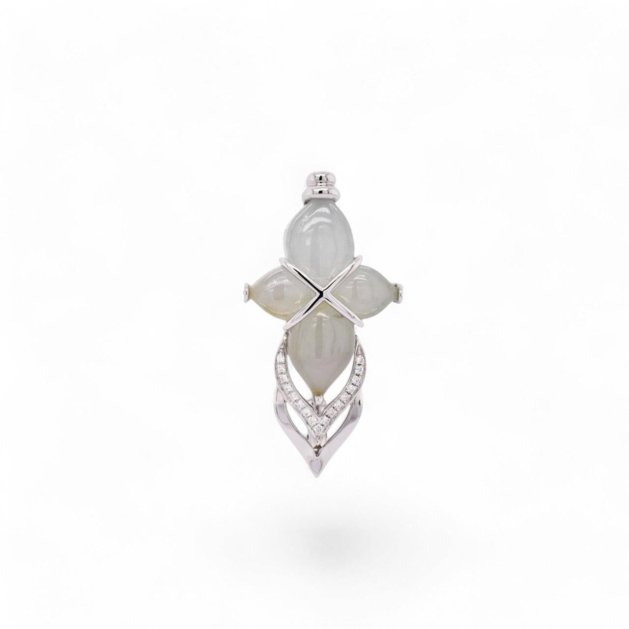 The Cross White Jade Pendant - K.S. Sze & Sons