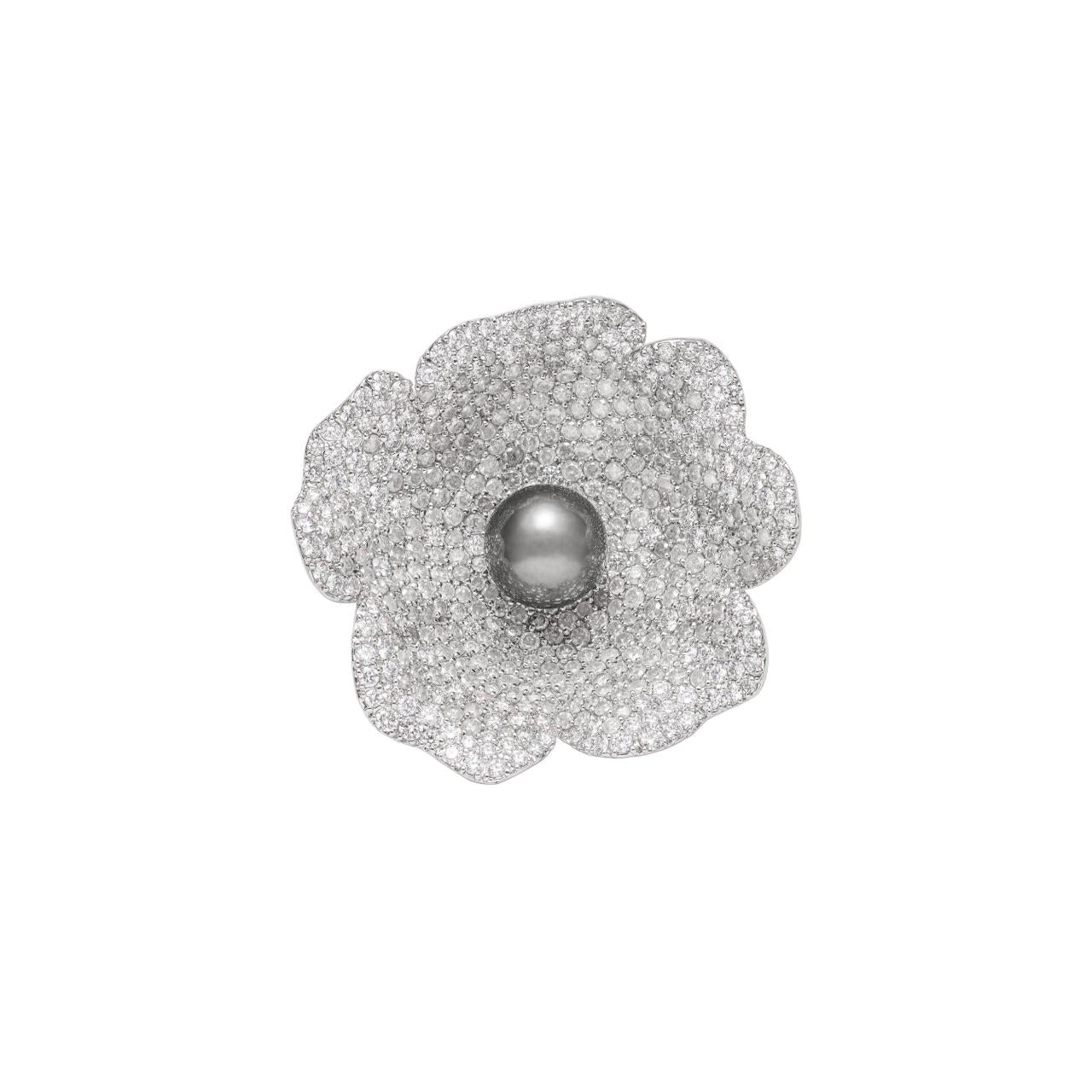 Tahitian Pearl & Diamond  Brooch