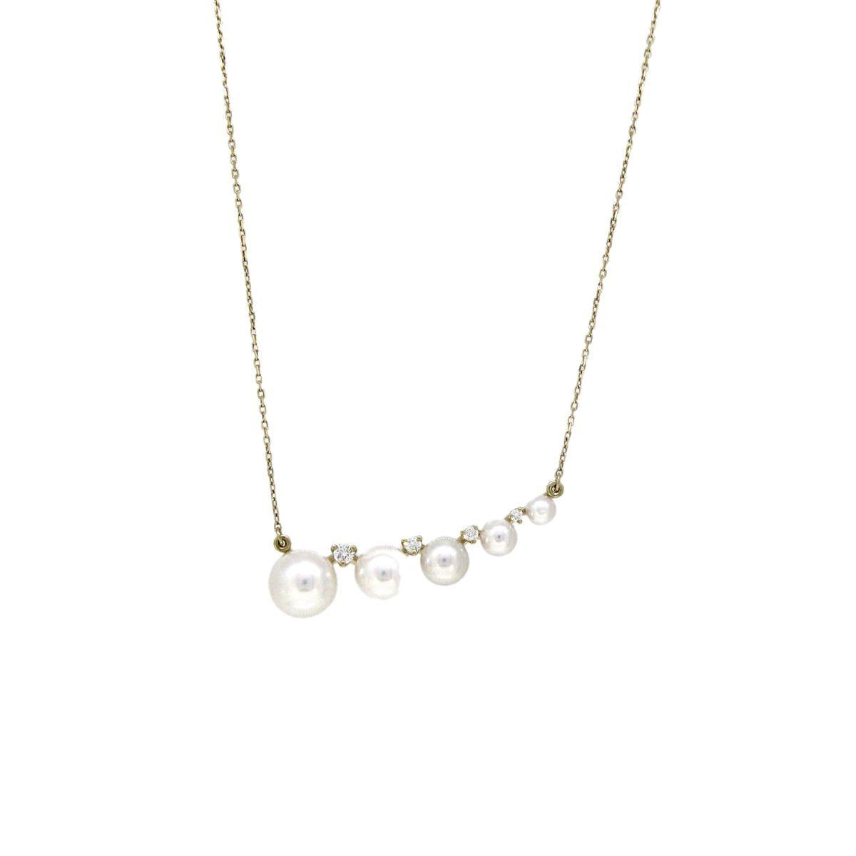 18K Y/G Diamond & Akoya Pearl Necklace