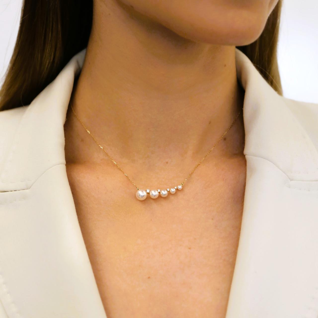 18K Y/G Diamond & Akoya Pearl Necklace