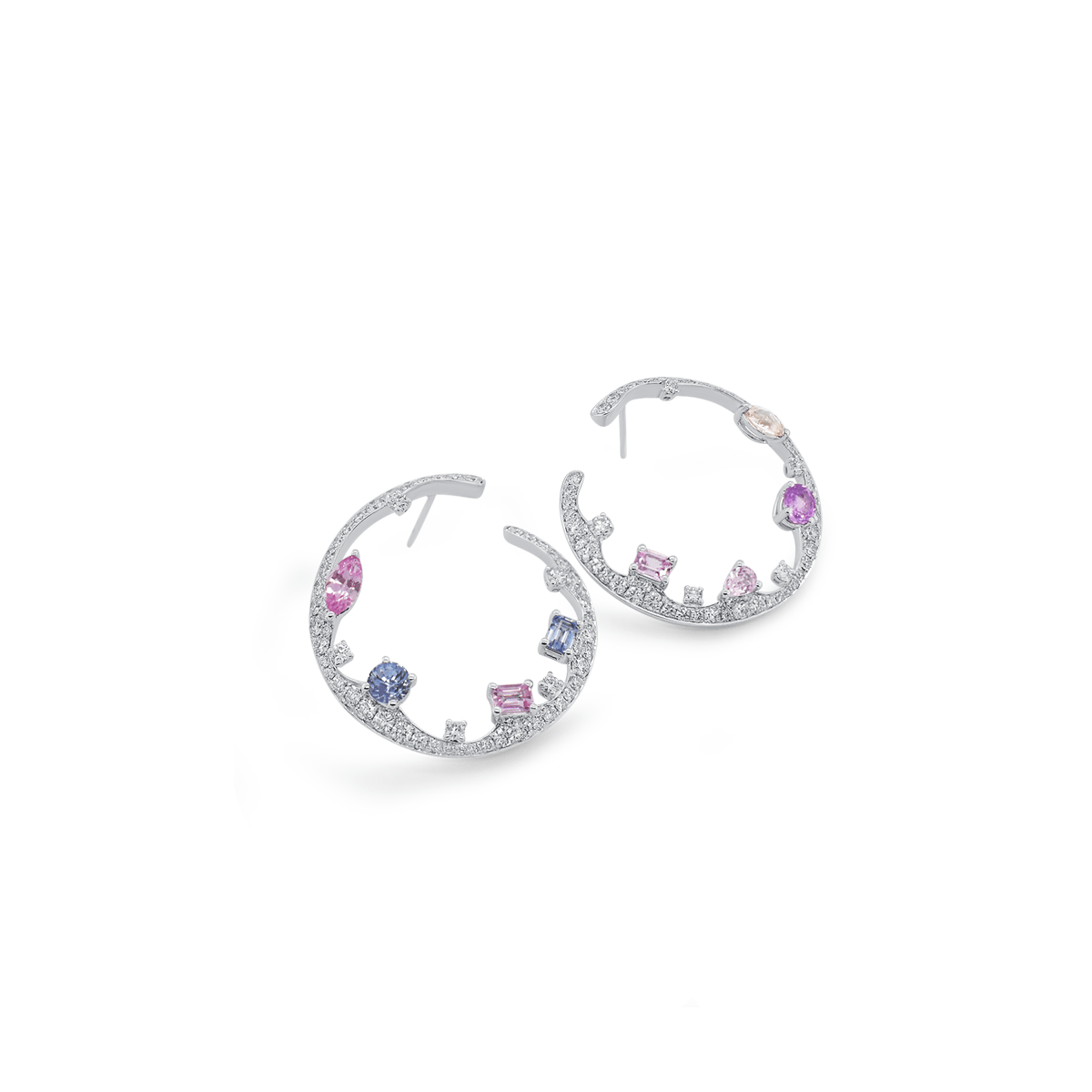 Multicolored Sapphire & Diamond Earrings - K.S. Sze & Sons