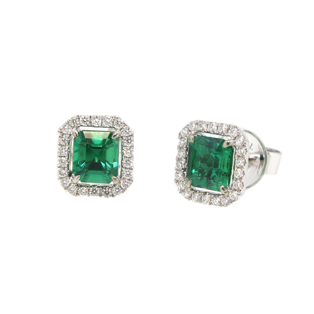 Emerald & Diamond Earrings ( AGL Cert ) - K.S. Sze & Sons