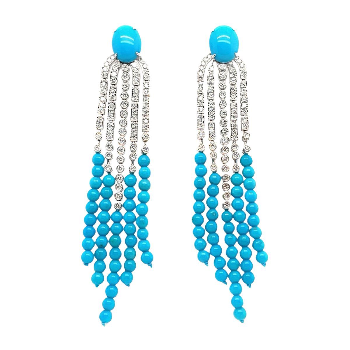 Turquoise & Diamond Earrings - K.S. Sze & Sons
