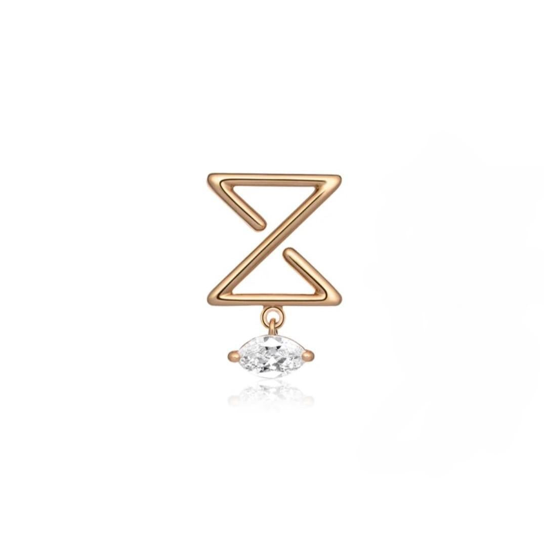 ZERIES1 18K Rose Gold Ear Stud With Marquise Diamond