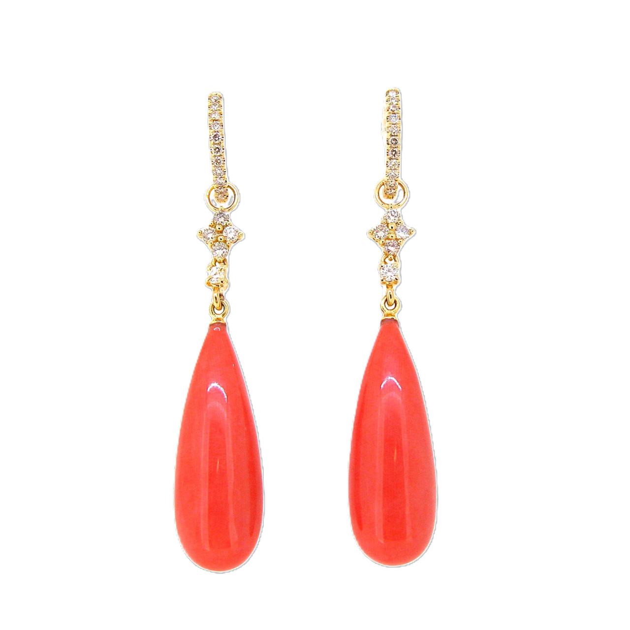 Coral Drops Earrings - K.S. Sze & Sons