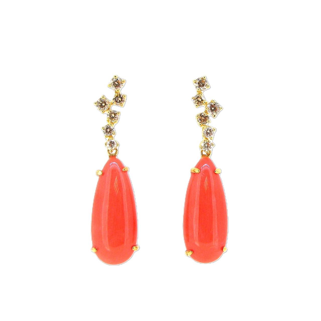 Coral Drops Earrings - K.S. Sze & Sons