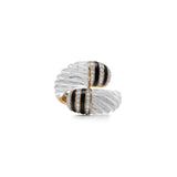 Carved Crystal & Diamond Enamel Ring