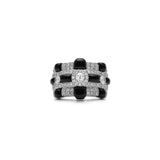 Crown Diamond Black Agate Ring