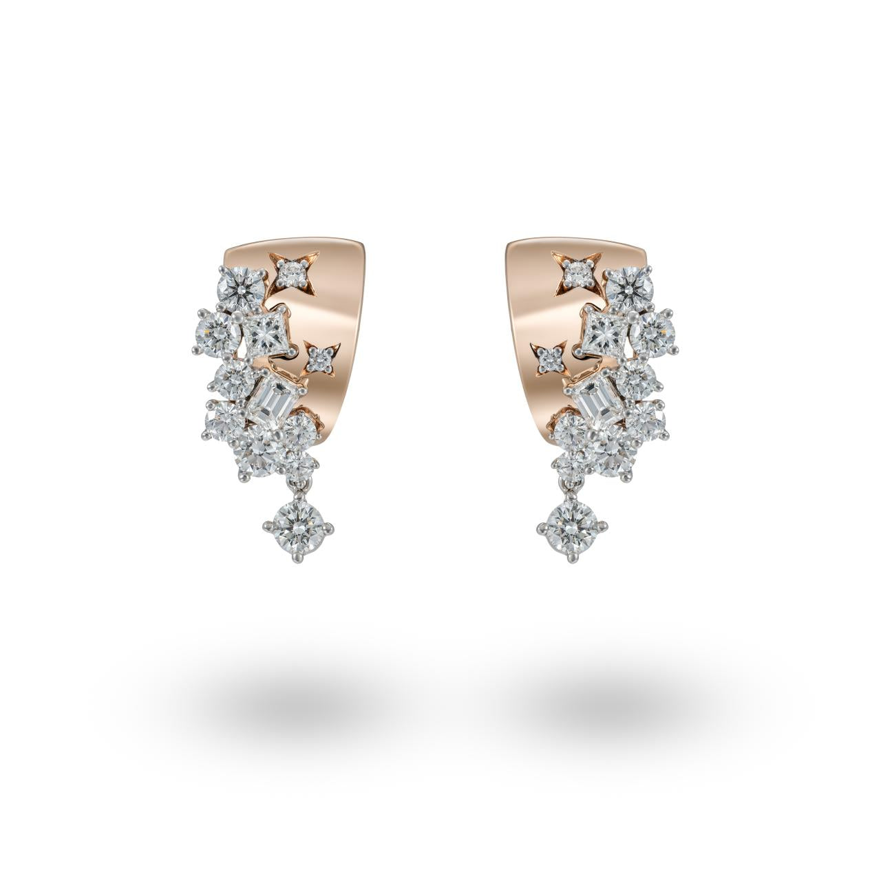 18K Rose & White Gold Diamond Earrings