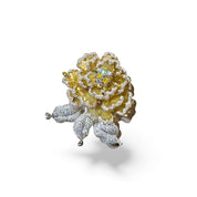 Yellow & White Diamond Single Bouquet of Flowers Brooch