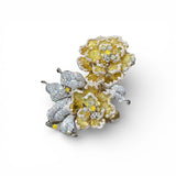 Dual Blooms Raw Radiance Rough Diamond Brooch