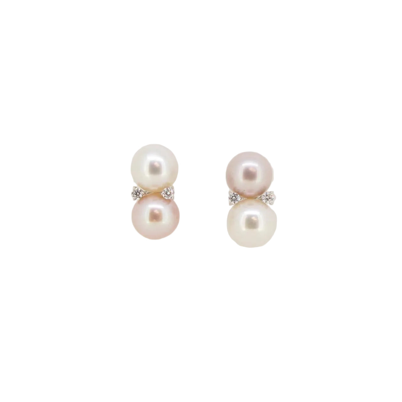 Fresh Water Pearl & Diamond Earrings - K.S. Sze & Sons