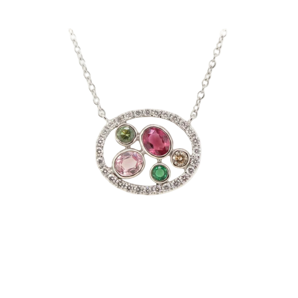 Multi-Color Sapphire Diamond Necklace
