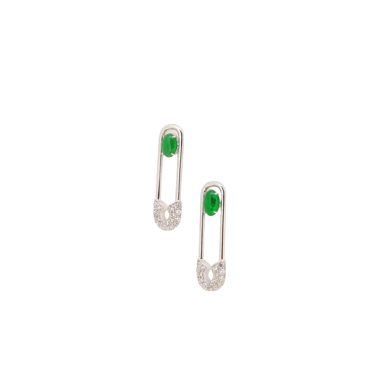 Jade Diamond Pin Earrings