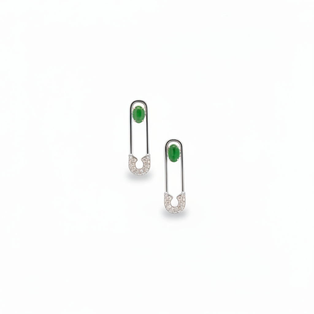 Jade Diamond Pin Earrings - K.S. Sze & Sons