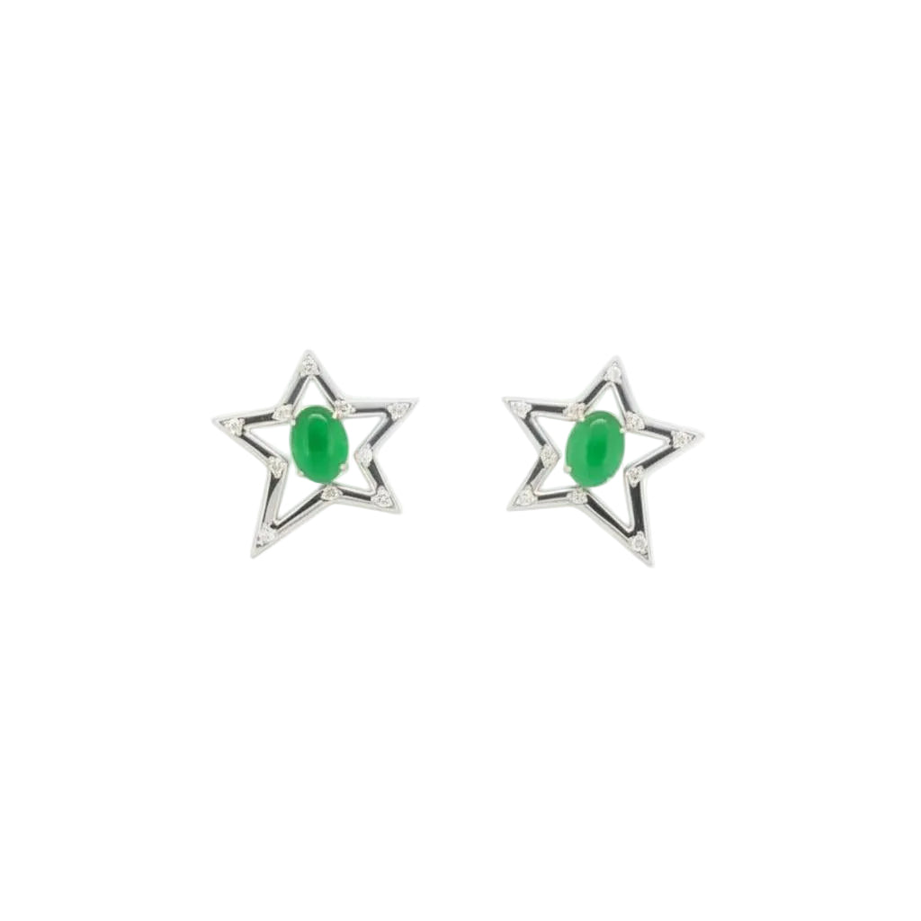 Jade Diamond Star Earrings